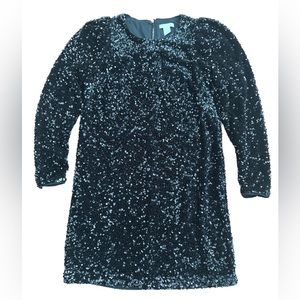 H&M Black Sequin Women H&M Puff Sleeved Black Sequin Dress size XS